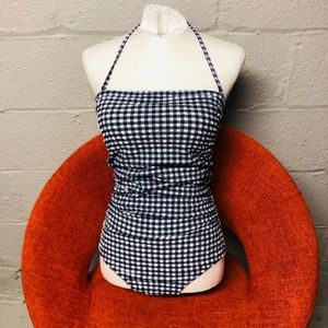 NWT J. Crew Black White Gingham One Piece Swimsuit.  Size 6